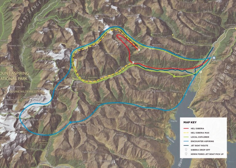 Map of Mt Aspiring National Park 768x548