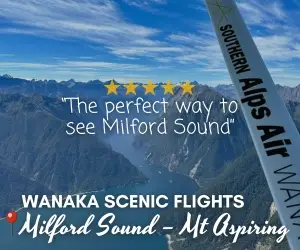 Southern Alps Air scenic flight over Milford Sound and Mt Aspiring from Wanaka