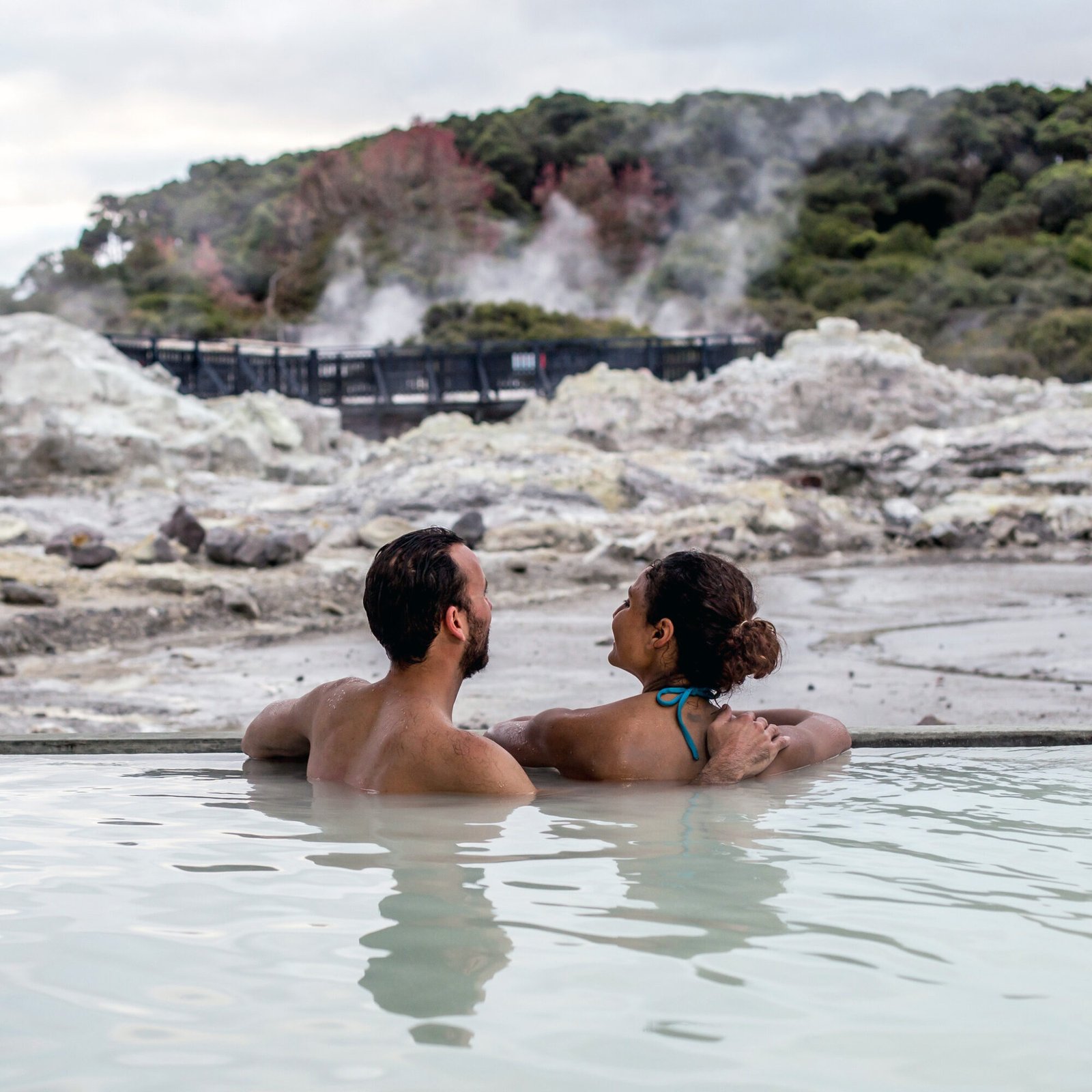 Geothermal pools at Hells Gate Geothermal Park & Mud Spa in Rotorua New Zealand