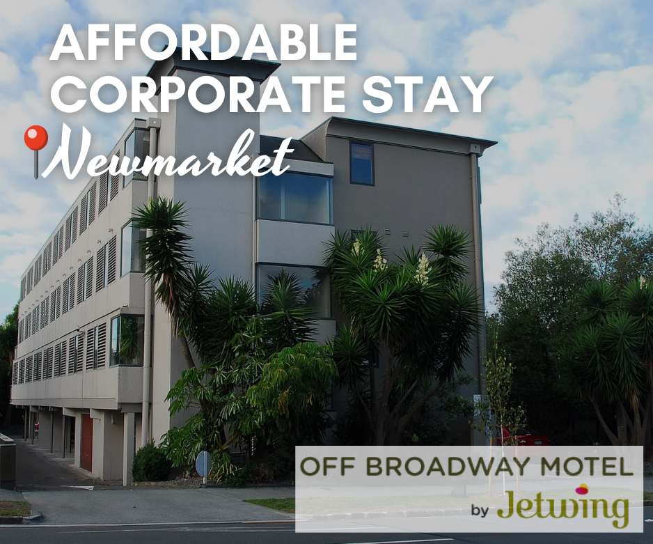 Off Broadway Motel exterior in Newmarket offering affordable corporate stay accommodation with modern serviced rooms and business facilities