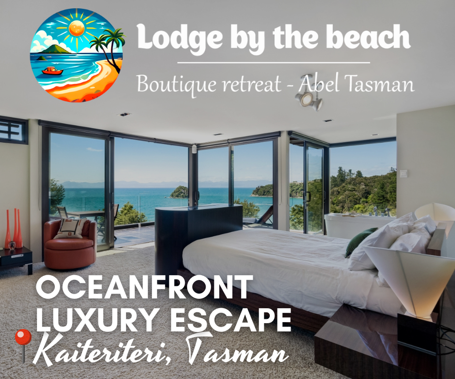 Luxury oceanfront boutique lodge accommodation in Kaiteriteri, Tasman — Lodge by the Beach offers panoramic sea views, modern suites, and a tranquil Abel Tasman coastal retreat ideal for couples and luxury travellers