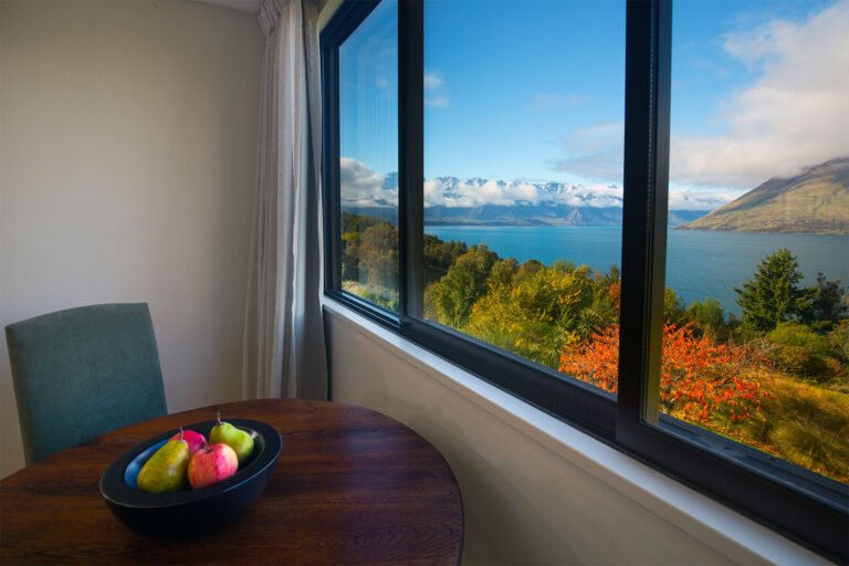 lake view from window at hidden lodge queenstown 768x512
