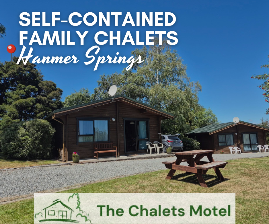 Self-contained family chalets at The Chalets Motel in Hanmer Springs, Canterbury, with private parking and alpine mountain views
