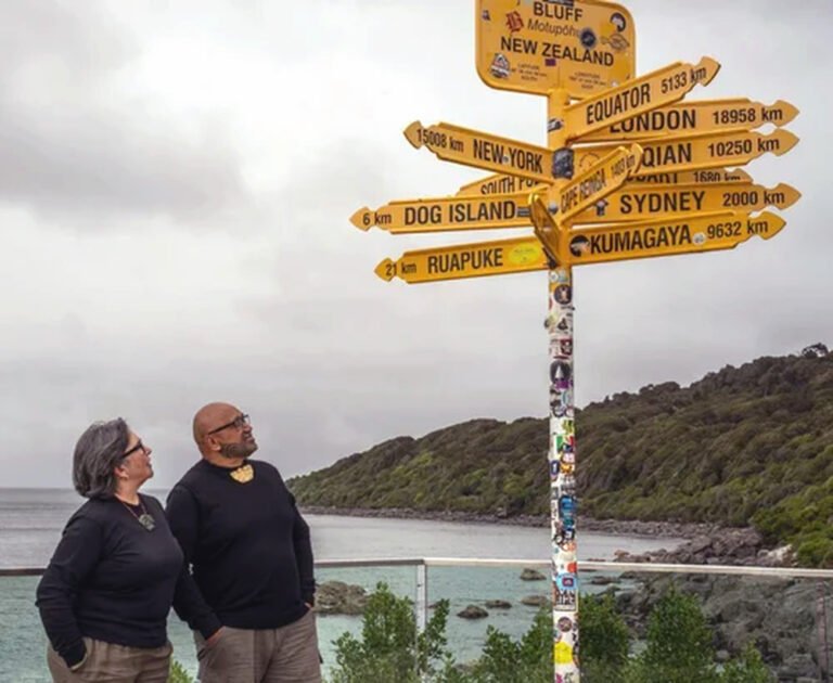 bluff sign post southland new zealand 768x630