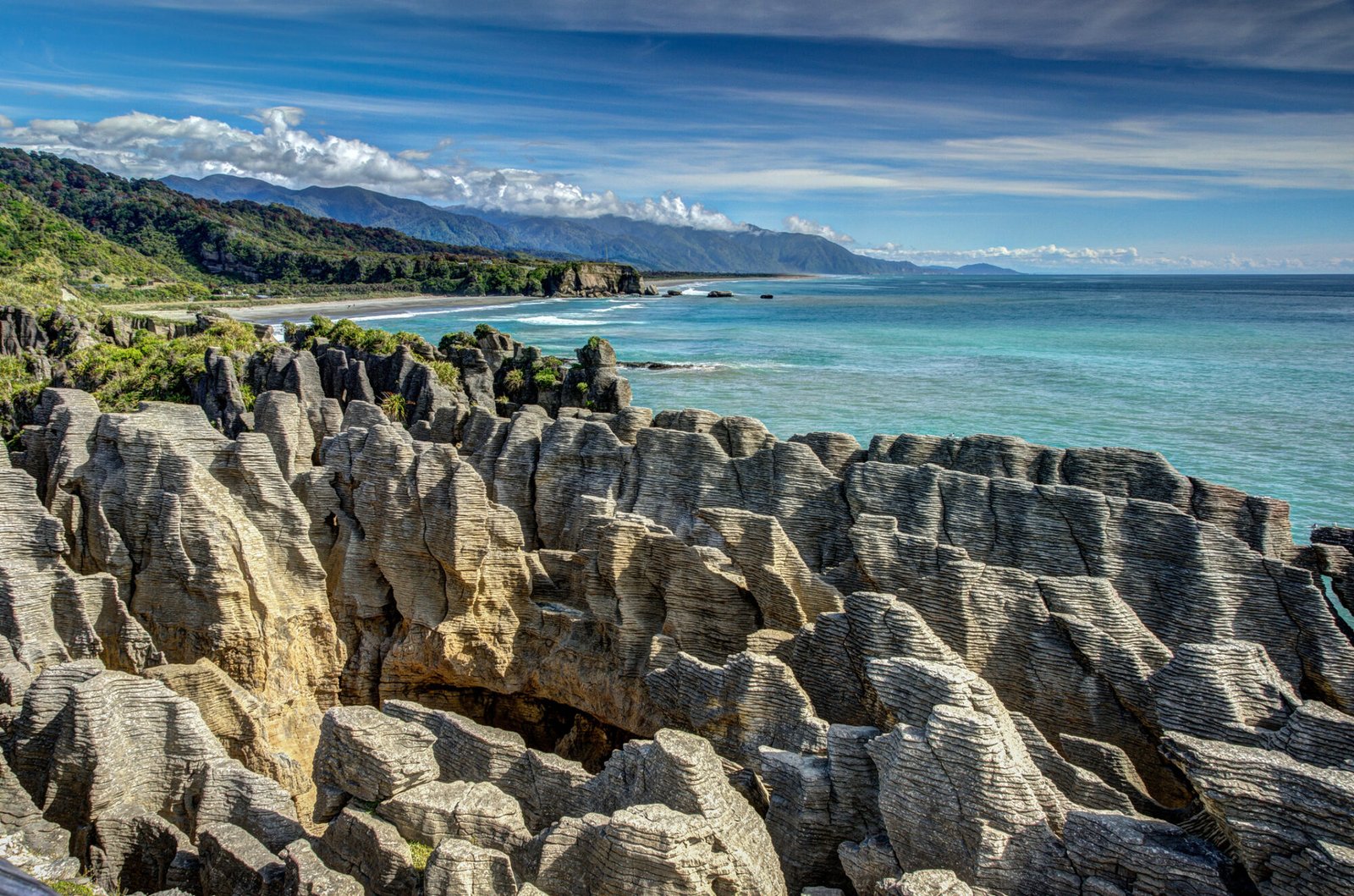 Pancake Rocks located at Punakaiki on the West Coast of New Zealand's South Island