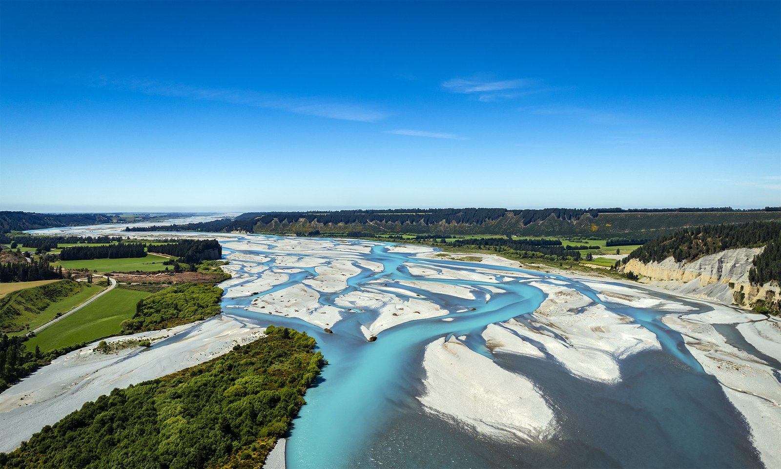 The Rakaia River is in the Canterbury region on New Zealand's South Island