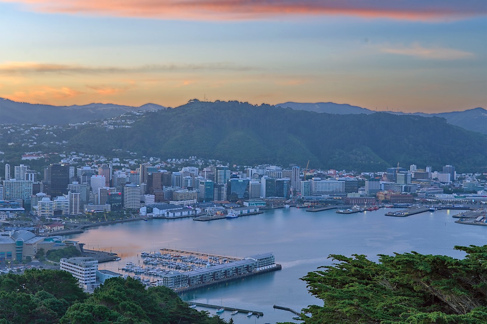 Wellington City and harbour, the capital city of New Zealand