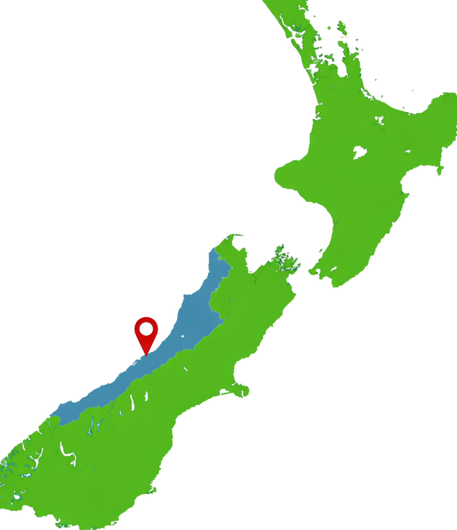 Map of New Zealand showing the location of the West Coast