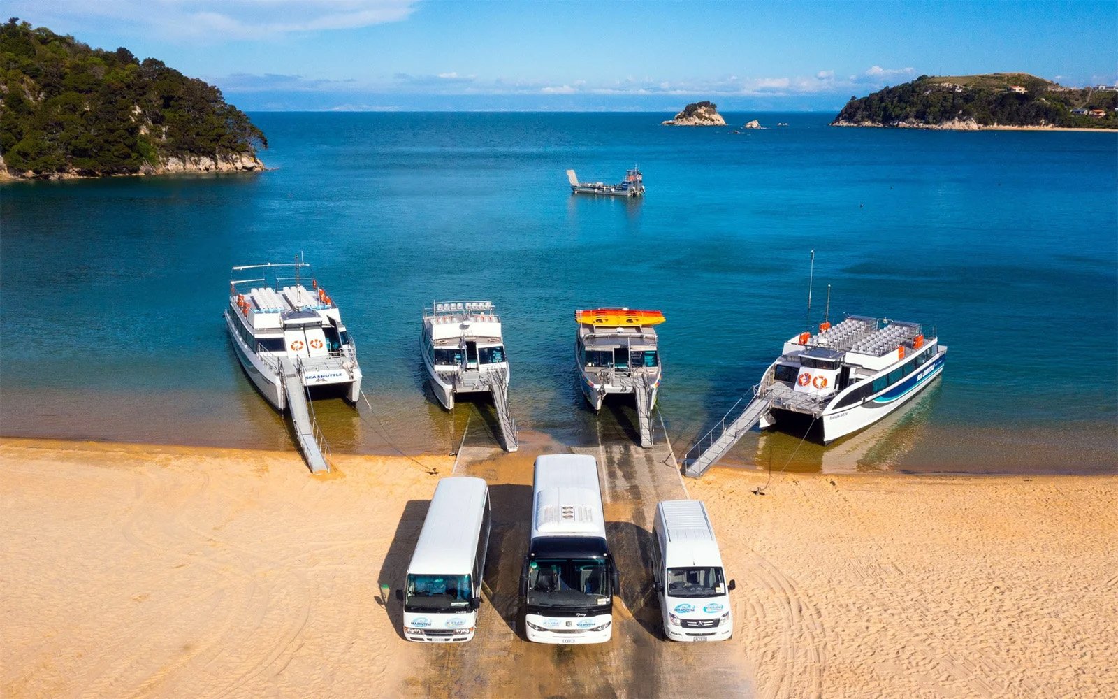 group transport Abel Tasman Sea Shuttle Nelson Tasman boats and shuttle buses