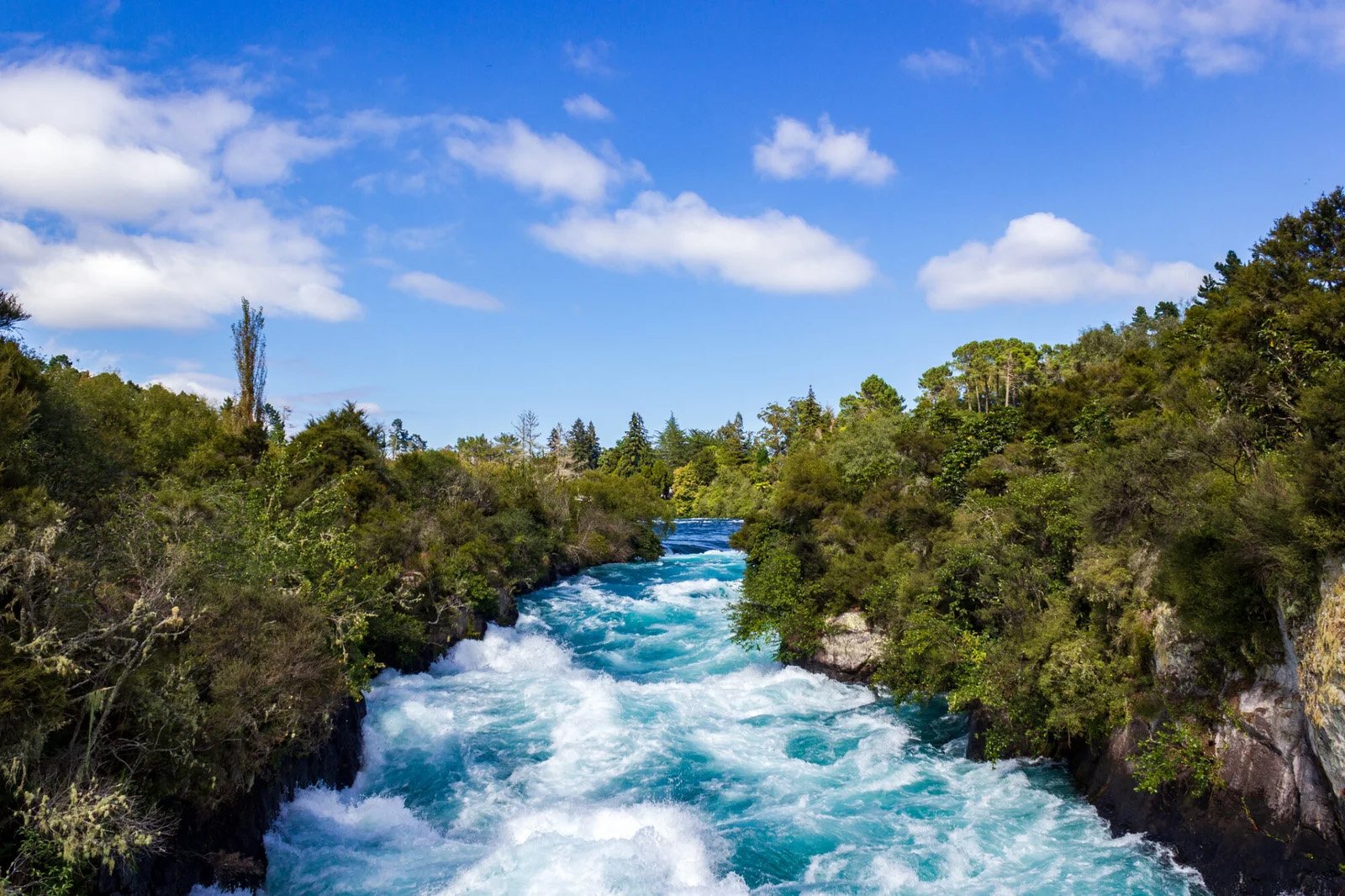 Huka Falls powerful water located near Taupo, New Zealand