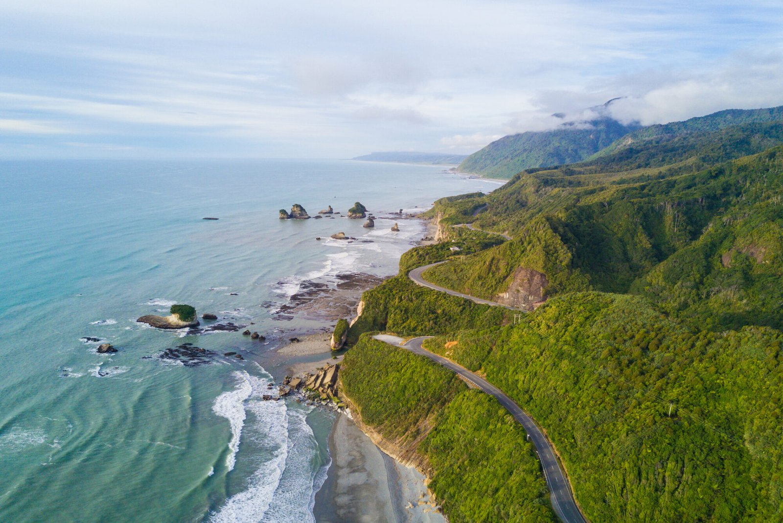 Great Coast Road between Greymouth and Westport, West Coast New Zealand