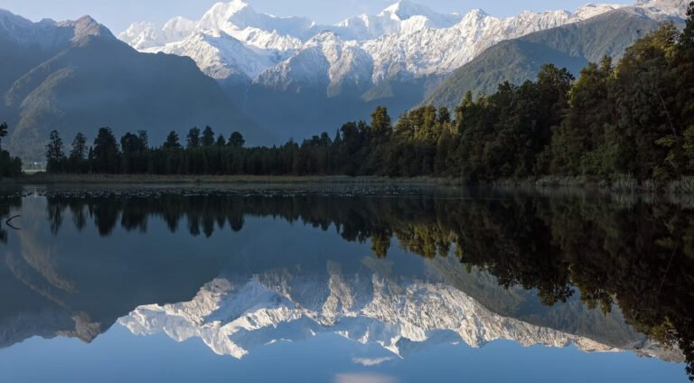 lake matheson reflection mount cook west coast 768x424