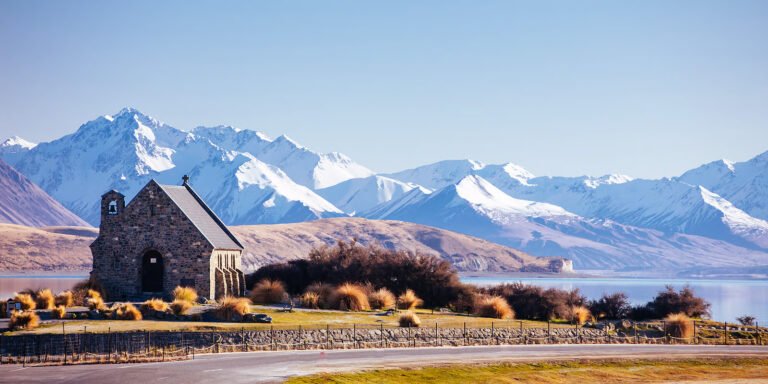 lake tekapo church south island tour 768x384