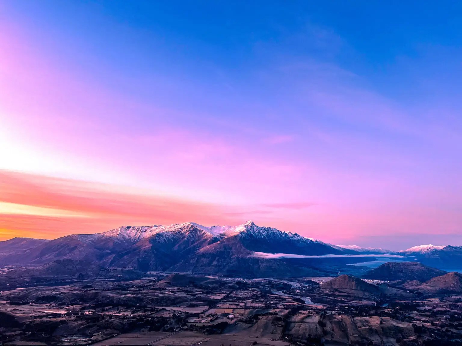 Sunset over Queenstown New Zealand
