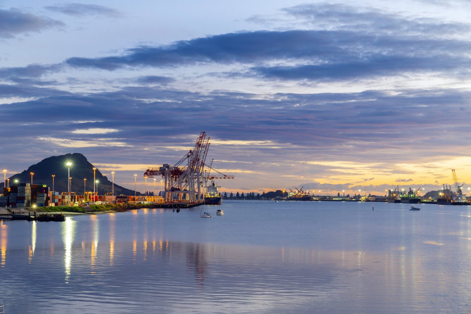Tauranga Harbour at sunset Bay of Plenty New Zealand