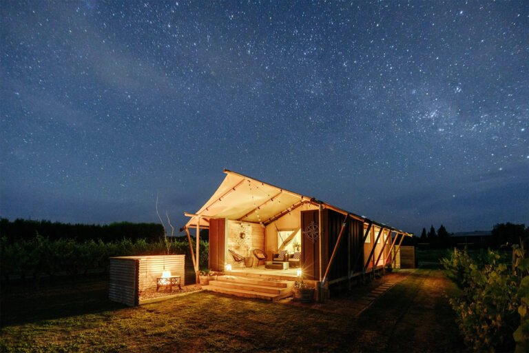 luxury glamping hawkes bay night vineyard 768x512
