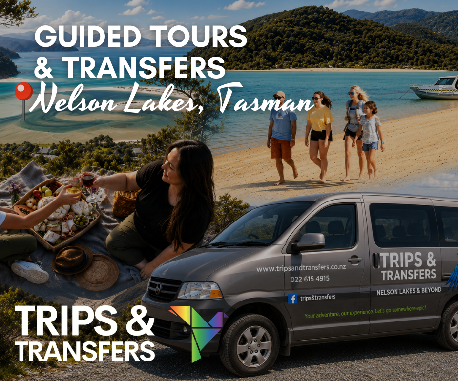 Trips & Transfers shuttle services and private transfers in Nelson Lakes and Tasman, New Zealand