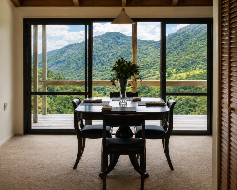 waiotemarama falls lodge dining room view 768x615