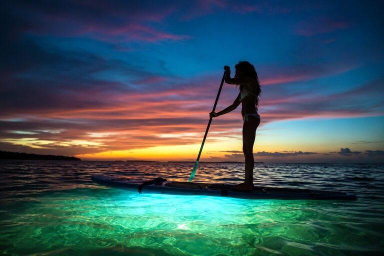 lake rotoiti paddleboard sunset 768x512