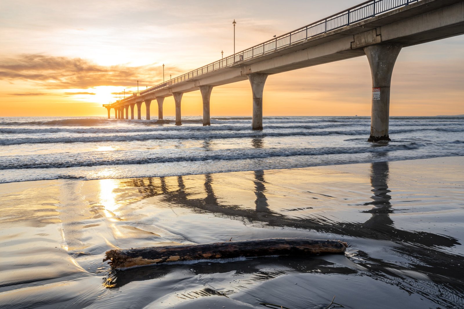 New Brighton Pier at sunrise in Christchurch, Canterbury