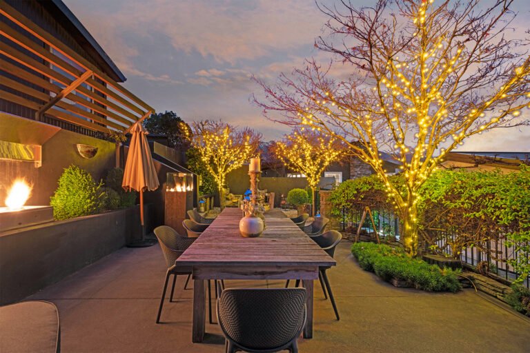 queenstown boutique accommodation courtyard evening 768x512
